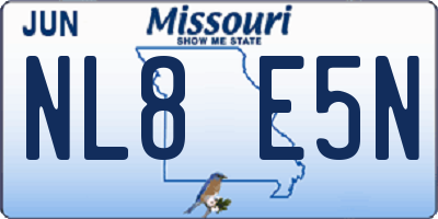 MO license plate NL8E5N