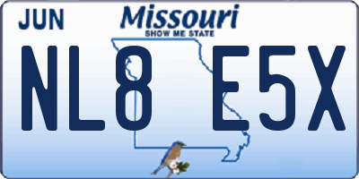 MO license plate NL8E5X