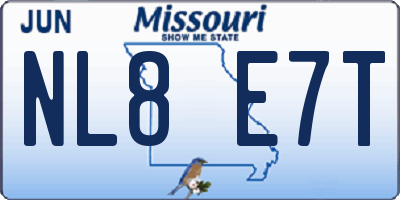 MO license plate NL8E7T