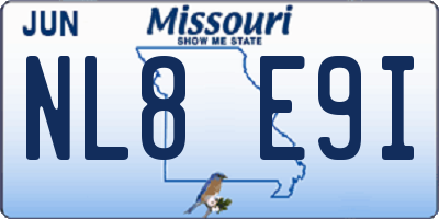 MO license plate NL8E9I