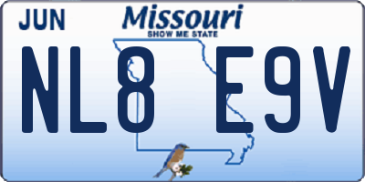 MO license plate NL8E9V