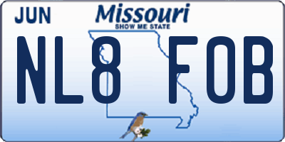 MO license plate NL8F0B