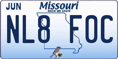 MO license plate NL8F0C