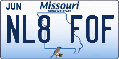 MO license plate NL8F0F