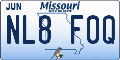 MO license plate NL8F0Q