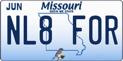 MO license plate NL8F0R