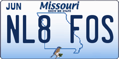 MO license plate NL8F0S