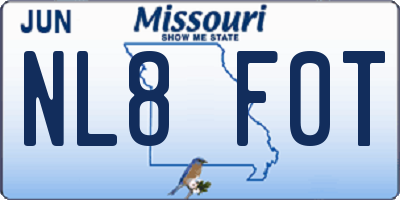 MO license plate NL8F0T