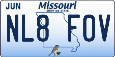 MO license plate NL8F0V