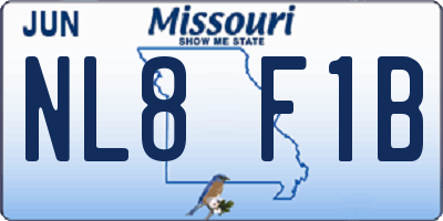 MO license plate NL8F1B