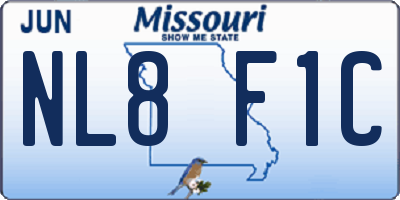 MO license plate NL8F1C