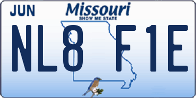 MO license plate NL8F1E