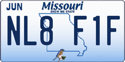MO license plate NL8F1F