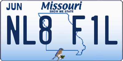 MO license plate NL8F1L