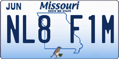 MO license plate NL8F1M
