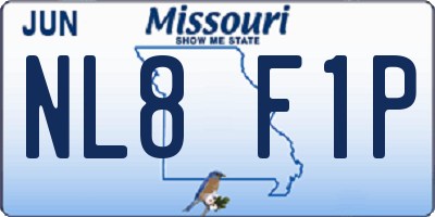 MO license plate NL8F1P