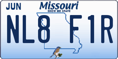 MO license plate NL8F1R