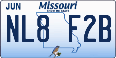 MO license plate NL8F2B