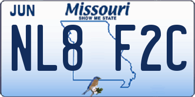 MO license plate NL8F2C