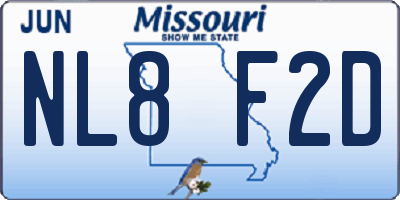 MO license plate NL8F2D