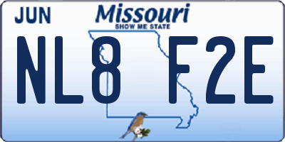 MO license plate NL8F2E