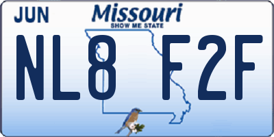 MO license plate NL8F2F