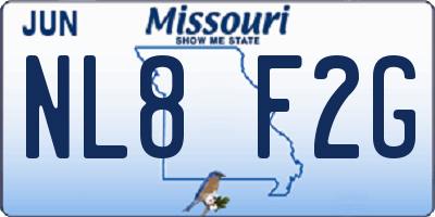 MO license plate NL8F2G