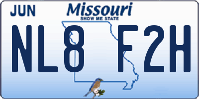 MO license plate NL8F2H