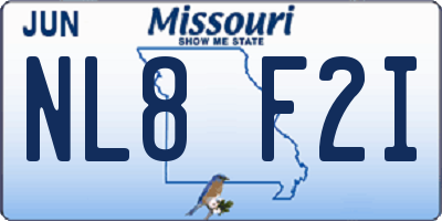 MO license plate NL8F2I