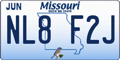 MO license plate NL8F2J