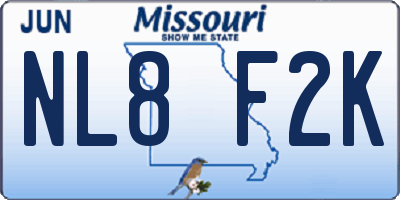 MO license plate NL8F2K