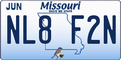 MO license plate NL8F2N