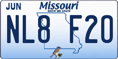 MO license plate NL8F2O