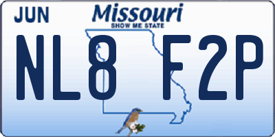 MO license plate NL8F2P