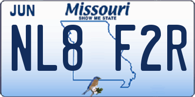 MO license plate NL8F2R