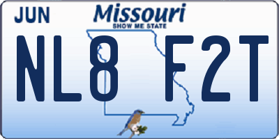 MO license plate NL8F2T