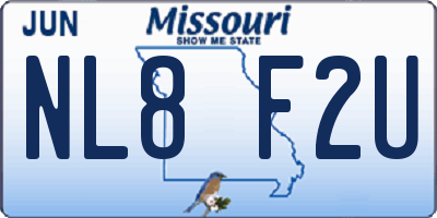 MO license plate NL8F2U