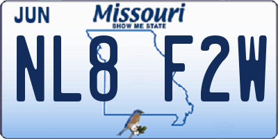 MO license plate NL8F2W