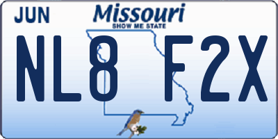 MO license plate NL8F2X