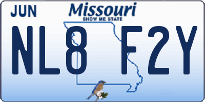 MO license plate NL8F2Y