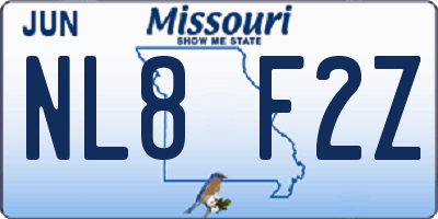 MO license plate NL8F2Z