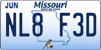 MO license plate NL8F3D