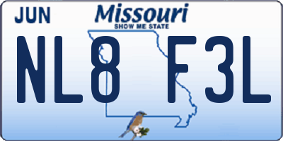 MO license plate NL8F3L