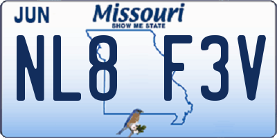 MO license plate NL8F3V