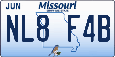 MO license plate NL8F4B