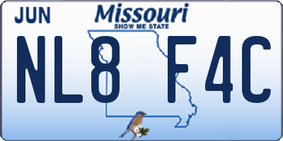 MO license plate NL8F4C