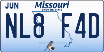 MO license plate NL8F4D