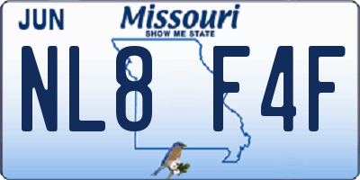 MO license plate NL8F4F