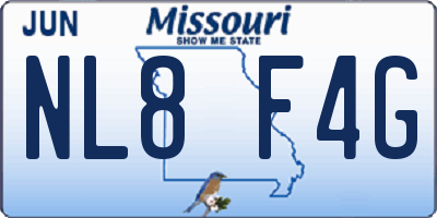 MO license plate NL8F4G
