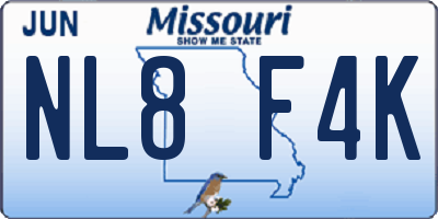 MO license plate NL8F4K